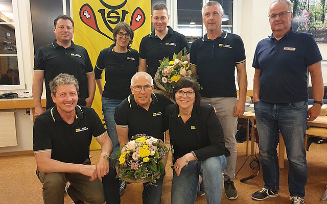 Der neu zusammengesetzte Vorstand des Urner Skiverbandes: hinten von links Marcel Wipfli, Iris Mulle, Tino Walker, Felix Zurfluh und Hanspeter Infanger. Vorne von links Adrian Planzer, Martin Arnold und Beatrice Indergand. Es fehlt: Marco Briker (Bild Ivan Gisler)