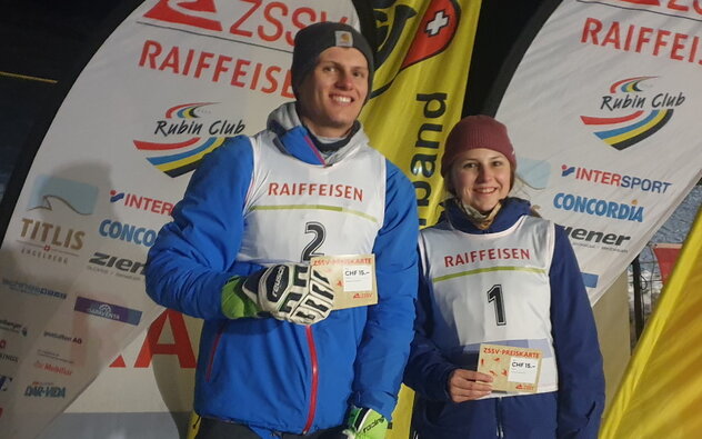 Die Tagessieger im Eliterennen Carina Truttmann und Kilian Fleiss, beide SC Sattel-Hochstuckli (Bild Bruno Arnold)