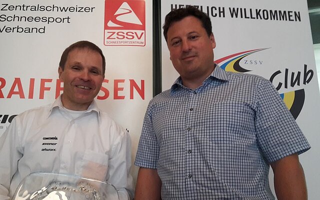 Das neue Ehrenmitglied Reto Arnold (links) sowie das neue Vorstandsmitglied Marcel Wipfli (rechts)