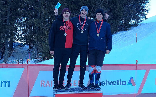 Die U21 Medaillengewinner, von links: Yannik Planzer, Silber, Elias Muheim, Gold, und Robin Zurfluh Bronze