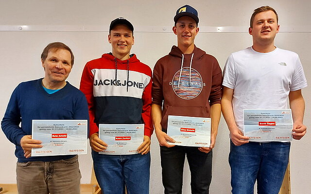 Die Kategoriensieger Männer, von links Reto Arnold, Robin Zurfluh, Elias Muheim und David Ziegler