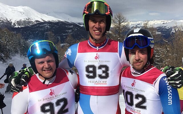 Von Links, Stefan Briker 2.Rang, Ramon Zenhäusern 1.Rang und Samuel Antonin 3.Rang Von Links, Stefan Briker 2.Rang, Ramon Zenhäusern 1.Rang und Samuel Antonin 3.Rang