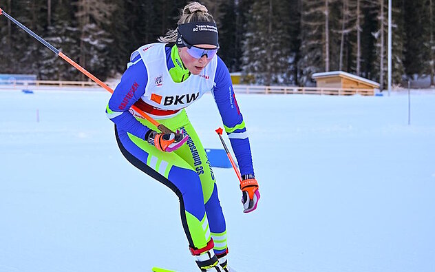 Dunja Walker (SC Unterschächen) auf dem Weg zum Podestplatz über 10km Skating (Foto Tino Walker)